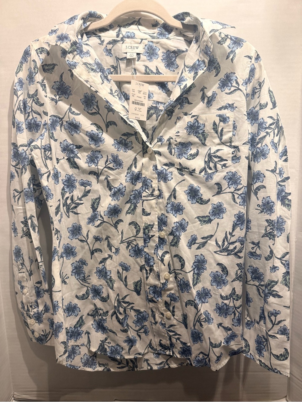 J.Crew Blue Floral Button-Up Shirt